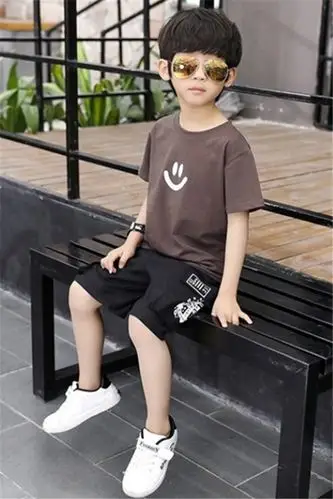 男童套装夏季4帅气潮装5中大童短袖7运动两件套11人头纯棉男孩9岁