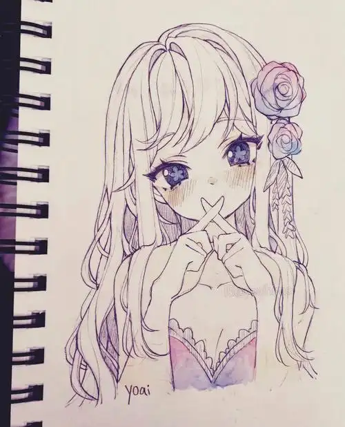 马克笔手绘素材 可爱的女孩