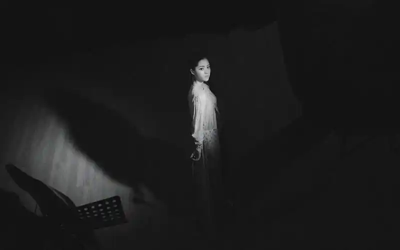 欧阳娜娜黑色系光影高清桌面壁纸