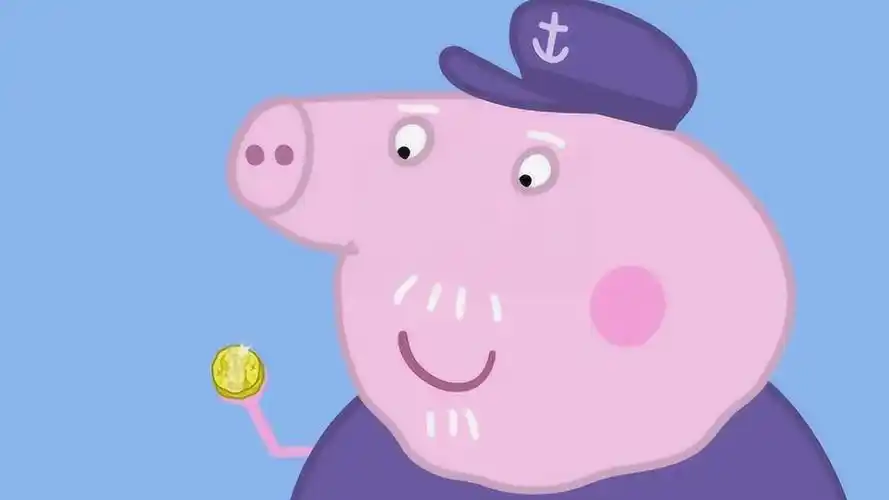 简笔画猪爷爷的手里居然拿着一块金币