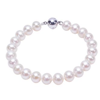 左余珍珠手链女流年天然淡水珍珠串珠手链圆润简单少女s925银天然白色