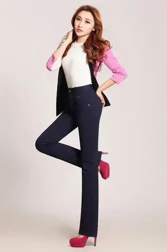 2014春秋新款韩版女装修身时尚弹力直筒裤ol休闲裤女裤批发