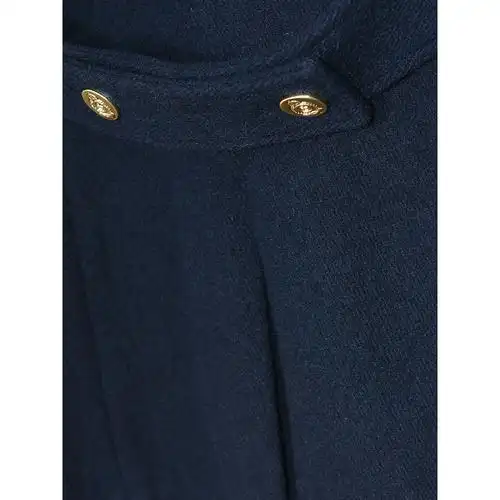 汤尼保罗双排扣西装领羊毛大衣藏青色