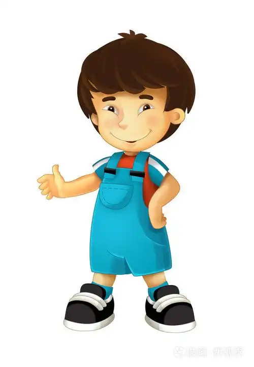 卡通快乐和有趣的中国男孩