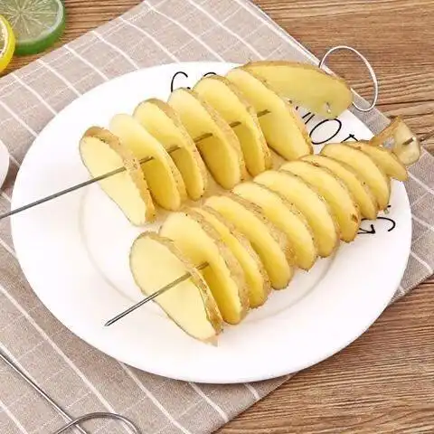 媚调 黄金薯塔串原味土豆片串马铃薯半成品油炸烧烤食材冷冻食品批发