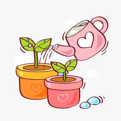 手绘浇花的水壶免抠图