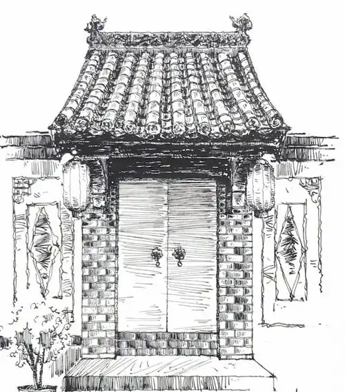 中国古建筑钢笔风景速写线稿