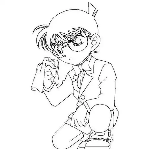 聪明的小柯南_名侦探柯南简笔画图片大全