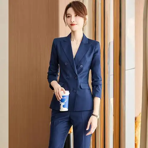 柏易兰深蓝色西装套装女职业时尚气质工装酒店大堂经理工作服高端