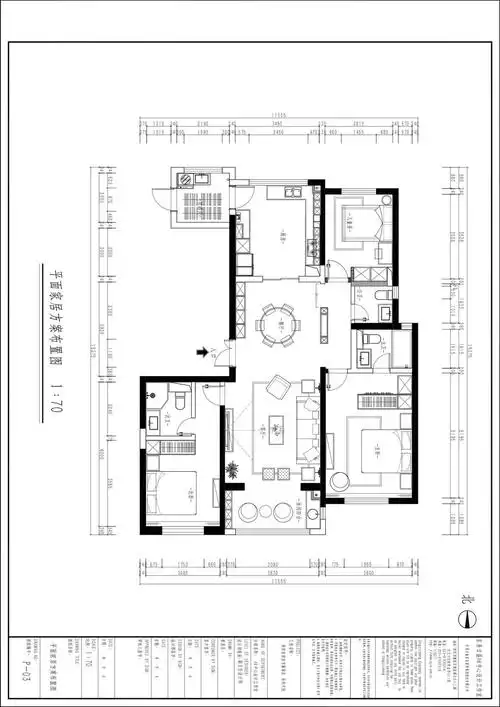 保利天悦新中式风格装修效果图三室二厅138㎡