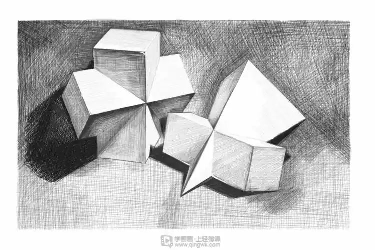 临摹组合几何体—组合体素描美术入门练习