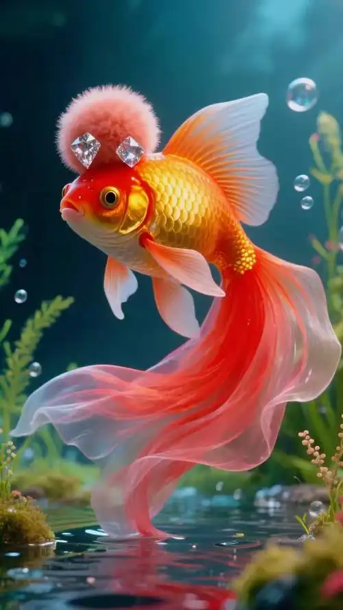 选一张金鱼公主图片做手机壁纸,以后必将福气满满,富贵有鱼!