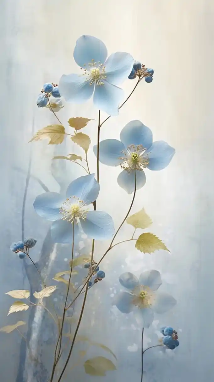 淡蓝色的花清新脱俗.#手机壁纸