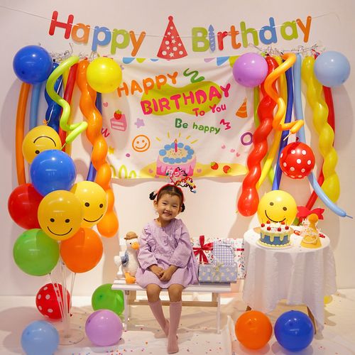 小红书生日派对气球装饰背景墙ins风宝宝周岁儿童男女孩场景布置