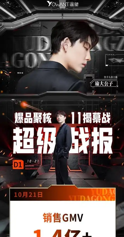 原创瑜大公子双11开幕直播破亿震撼引爆快手116购物节