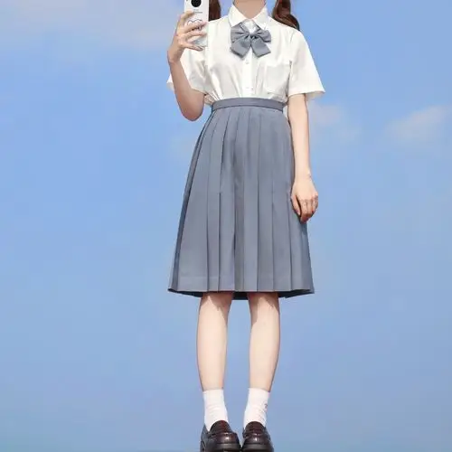 樱花家族jk制服优等生jk纯色裙 高腰半日系身百褶裙中长款女秋冬