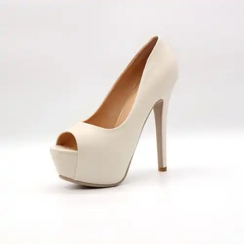 性感夏季凉鞋女鱼嘴超高跟防水台细跟米白色全皮真皮大码小码 lly