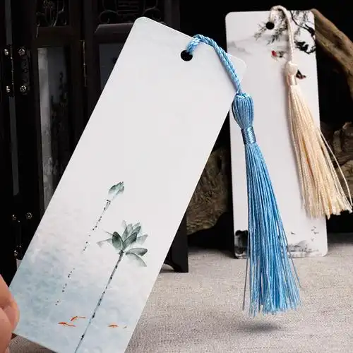 空白diy书签定制中国国风手绘创意古典流苏书签