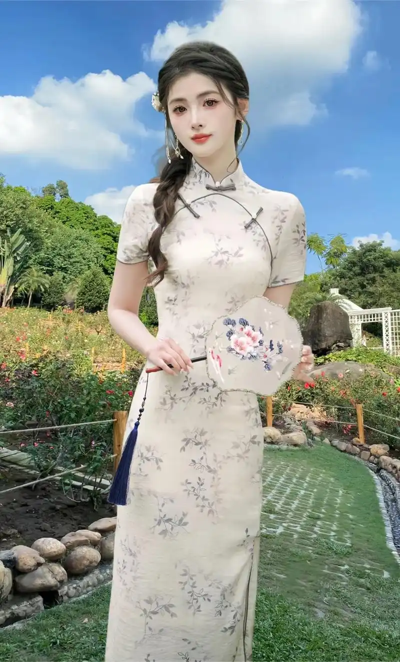 复古旗袍连衣裙