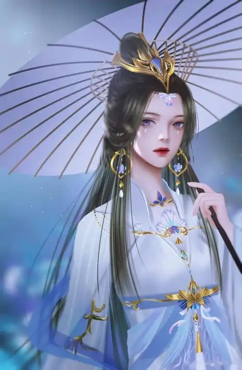 古风紫衣女子淡彩古风青紫衣未梳云鬓面如玉