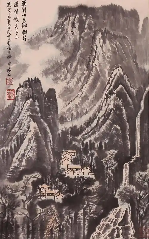 李可染山水设色纸本立轴