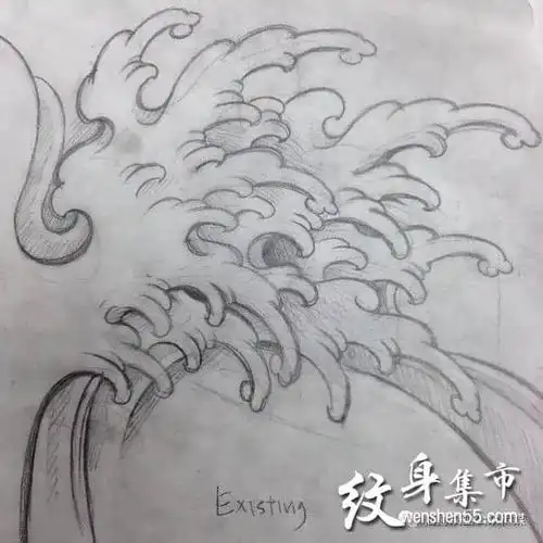 浪花纹身浪花花臂纹身素材手稿浪花纹身手稿