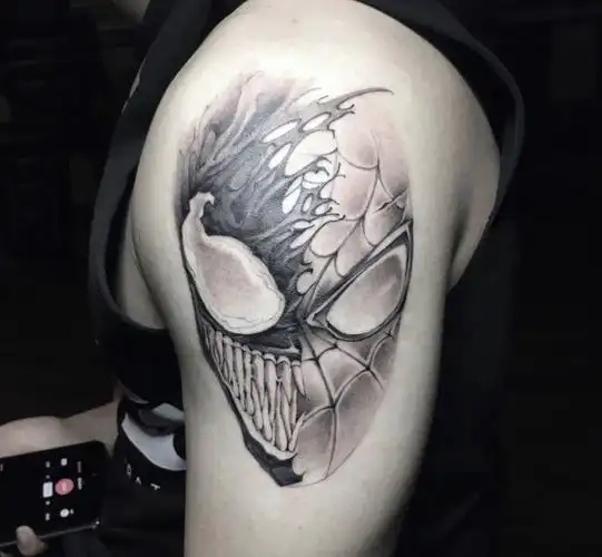 未完成纹身图片_成品手稿手臂欧美写实肖像人物西安蜘蛛侠素描纹身