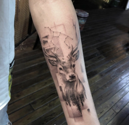 2020鹿纹身图案大全男鹿头纹身的寓意26