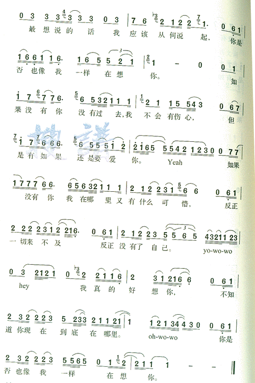 如果没有你 莫文蔚 歌谱 简谱