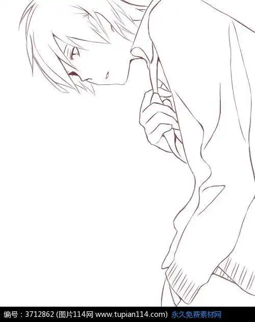 画男生简笔画侧面