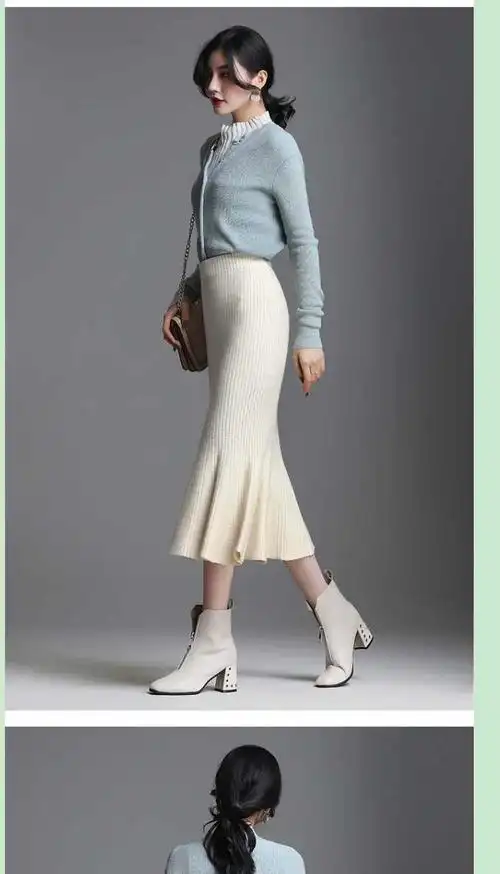 裙半身裙秋冬女百褶高臀裙子中长款显瘦一步裙 黑色 m 75厘米80-95斤