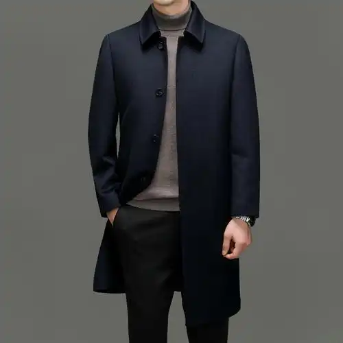 外套中老年男士风衣2022秋冬新款中长款商务休闲时尚羊毛呢大衣外套男