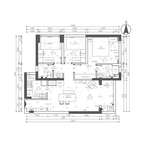 90平三居室户型图