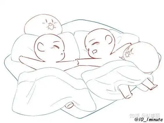 一组q版双人互动模板参考人体素材