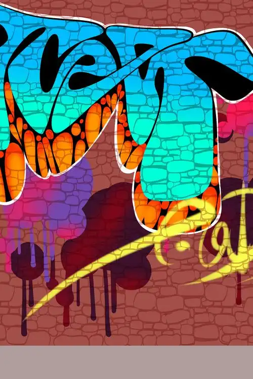 涂鸦嘻哈文化墙手绘插画