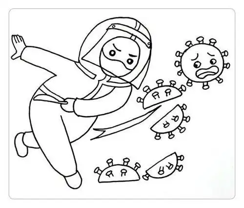 大家好今天我们画一幅白衣战士的简笔画表现的是在疫情期间医生与