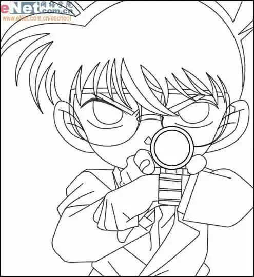 名侦探柯南简笔画加背景