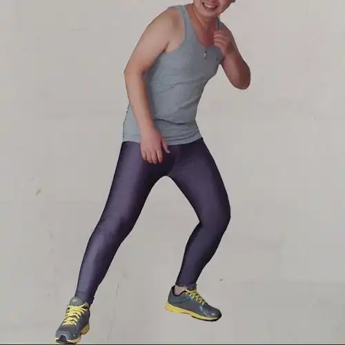 高弹男士运动健美裤 多色男性感紧身裤光滑有光