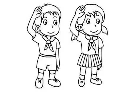 小朋友敬礼的简单画法小孩敬礼简笔画图片大全少先队员敬礼简笔画步骤