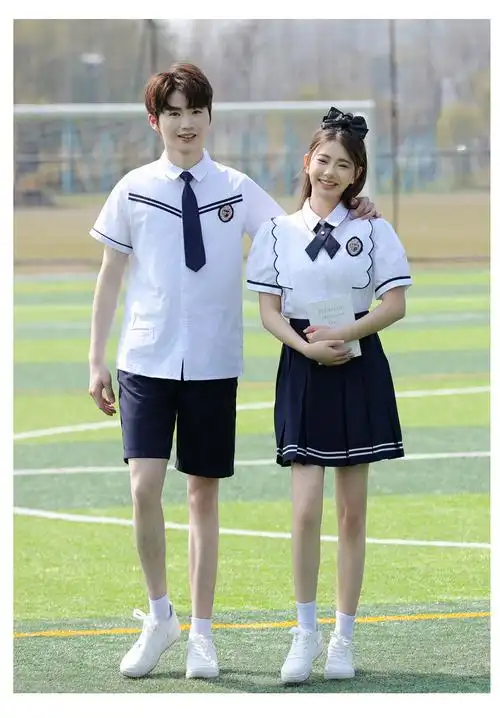 实拍情侣学院风夏季学生短袖套装 班服 校服 - 17网