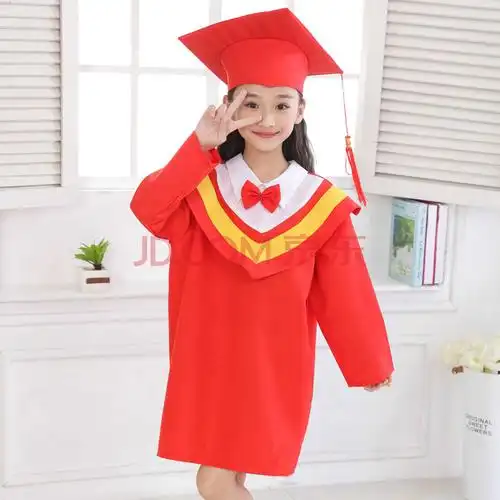 服幼儿园小学生毕业礼服学士服帽表演服演出服毕业袍2020 红色博士服