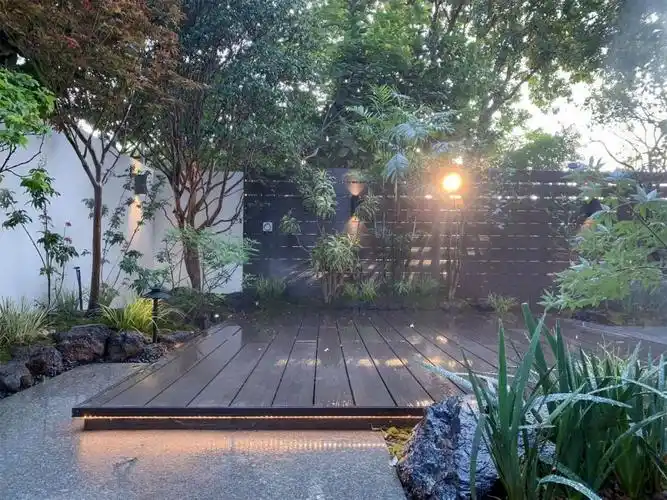 石灯夜景照明▼ 庭院转角空间▼ 庭院转角空间夜景▼效果图▼实景图▼