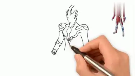 用铅笔画一个普通形态的银河奥特曼,步骤简单易学