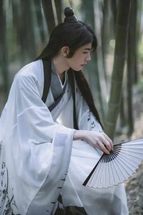 淡辉夕颜,公子如玉,是你执一把青伞,为我许下一世长安)古风汉服真人男