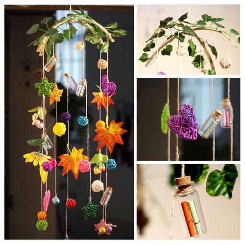 手工风铃幼儿园环创装饰材料树叶挂饰diy材料包手工风铃及配件