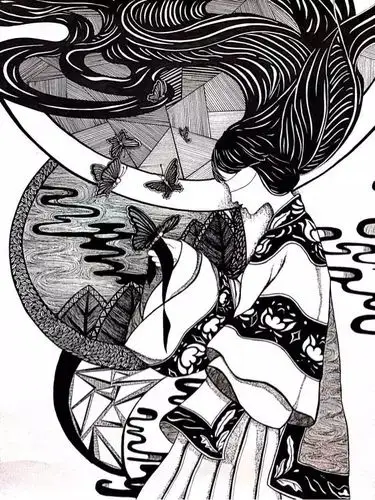 黑白装饰画人物 线描 - 堆糖,美图壁纸兴趣社区