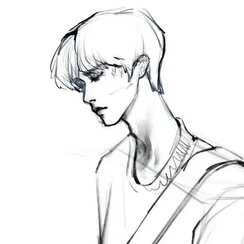 神仙饭绘下的易烊千玺高挑的身材清秀的眉眼