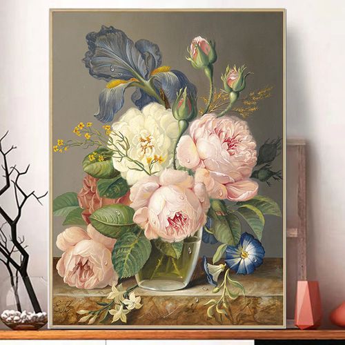 带框钻石画2022新款花卉欧式点贴粘钻十字绣简单手工diy客厅小幅