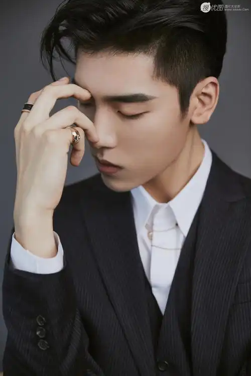 王子异复古绅士小细纹黑色西装写真尽显优雅沉稳气质王子异大陆明星男