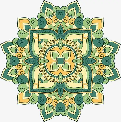 绿色黄色宗教花纹